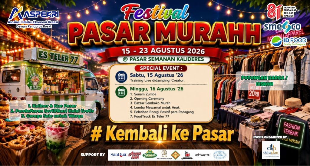 Festival Pasar Murah ASPEKRI Hadir di Pasar Semanan Kalideres, 15–23 Agustus 2026